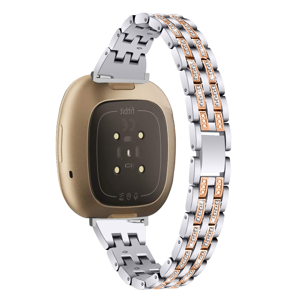 For Fitbit Versa 4 Sense 2 Zinc Alloy 2 Row Rhinestone Decor Watch Strap Replacement Wrist Band For Fitbit Versa 4 Sense 2 Zinc Alloy 2 Row Rhinestone Decor Watch Strap Replacement Wrist Band